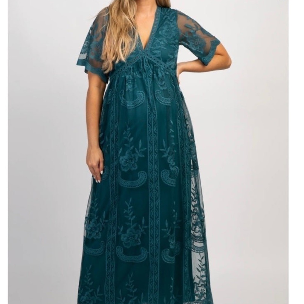 Pinkblush maternity gown in dark teal